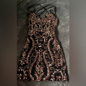 Windsor black and rose gold sequence dress